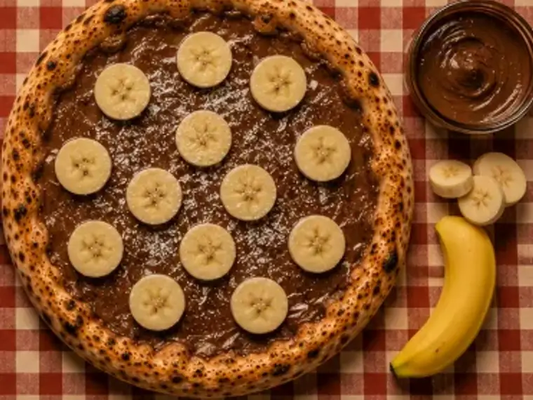 Pizza Especial Nutella, con plátano