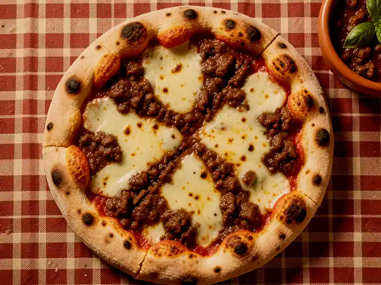 Pizza Bolognese, con salsa ragÃº