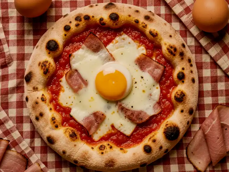 Pizza Mama Mia, con jamÃ³n y huevo
