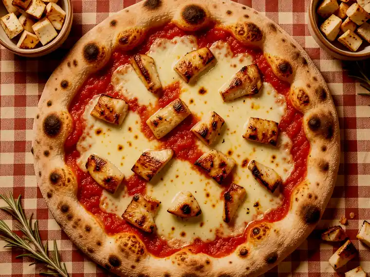 Pizza Pulcino, con pechuga de pollo