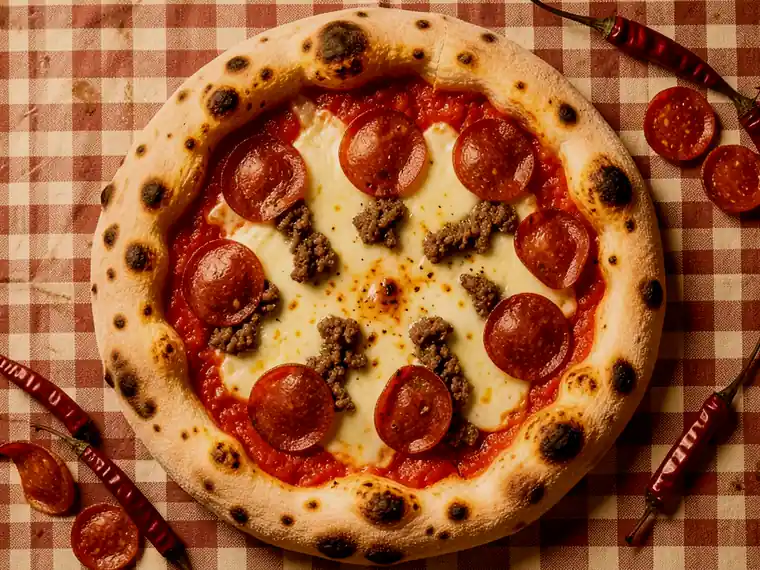 Pizza TarzÃ¡n, con salami picante y carne
